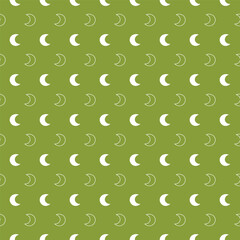 Green seamless pattern with white moon