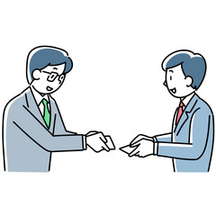 名刺交換をする2人のビジネスマン