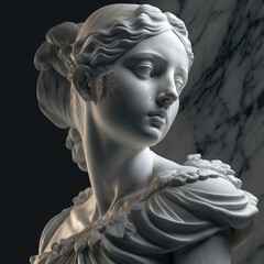 A classic antique statue of a woman with a dress on and a collar on her head Generative AI - obrazy, fototapety, plakaty