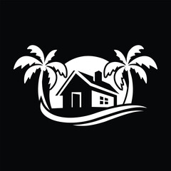 Beach House Logo Design Template