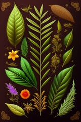 Obraz premium leaves on a black background