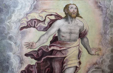 Fotobehang NAPLES, ITALY - APRIL 23, 2023: The detail of fresco of  Ascension in the church Chiesa di San Giovanni a Carbonara by unknown mannerist painter from years (1570 - 1575). © Renáta Sedmáková