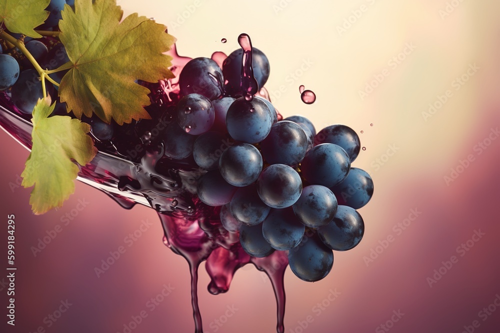 Poster grapes arranged in a bouquet and placed on top of a table generative ai