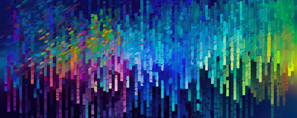 Abstract colorful background. DX, digital transformation with human creativity and imagination. Human arts and social transformation, digital and AI technology. Hand edited generative AI. - obrazy, fototapety, plakaty