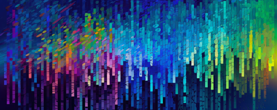 Abstract colorful background. DX, digital transformation with human creativity and imagination. Human arts and social transformation, digital and AI technology. Hand edited generative AI.