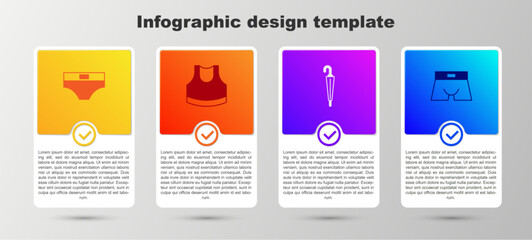 Set Men underpants, Female crop top, Umbrella and . Business infographic template. Vector