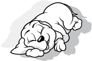 Drawing of a Puppy Sleeping on the Ground
