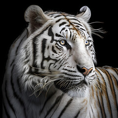 White Tiger Head Close Up. Generative AI