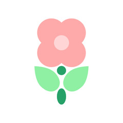 Cute pink flower drawing icon doodle flat vector design