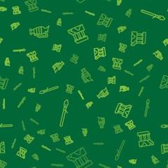 Set line Ancient amphorae, Medieval spear and Parthenon on seamless pattern. Vector