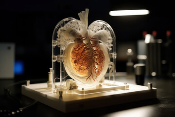 Medical bio 3d printer prints human heart for transplantation in the laboratory, AI Generated