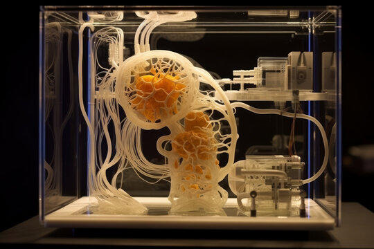 Medical bio 3d printer prints human internal organ, for transplantation, AI Generated