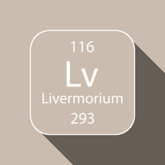 Livermorium symbol with long shadow design. Chemical element of the periodic table. Vector illustration.