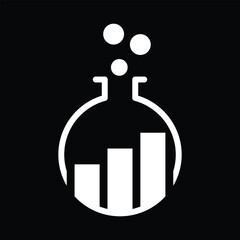 Growth lab logo template. Lab flask and graph vector design. Laboratory analytics logotype