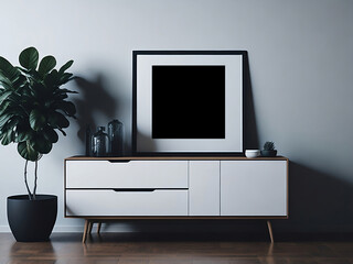 Wall art. Square picture frame mockup