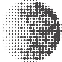 Circle dots with halftone pattern. Round gradient background. Element with gradation points...