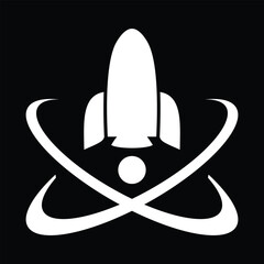 Spaceship logo, Launch, rocket, startup icon. Vector illustration, flat design.