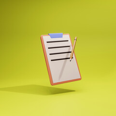 3d simple pencil with document icon on pastel background high quality 3d illustration modern edit icon render