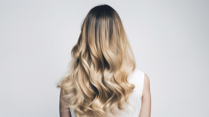 Naklejka premium Colored hairs in ombre or balayage technic. Created with ai generative tools