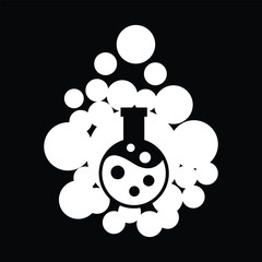 Flask icon vector with white bubbles icon