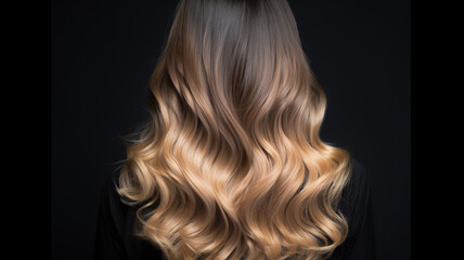 Naklejka premium Colored hairs in ombre or balayage technic. Created with ai generative tools