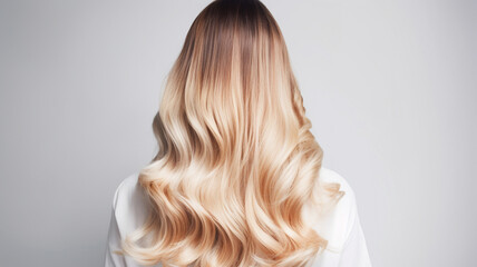Fototapeta premium Colored hairs in ombre or balayage technic. Created with ai generative tools