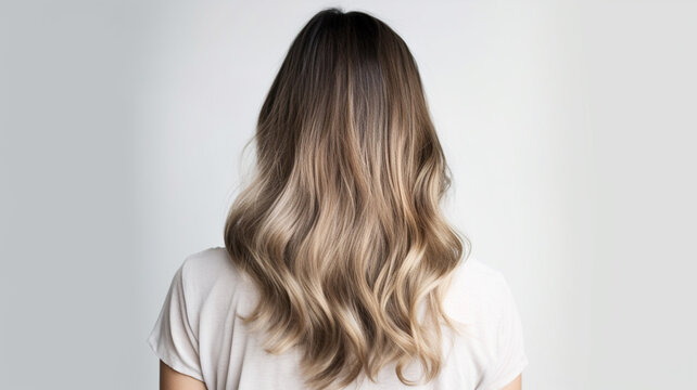 Colored hairs in ombre or balayage technic. Created with ai generative tools