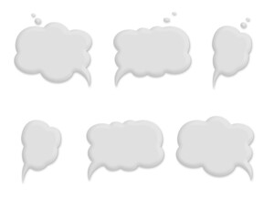 3D speech bubble collection with realistic shadows isolated on transparent background. For text, thought, talk, message, dialogue.