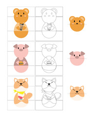 pop up activity with animal for paper fold for kids