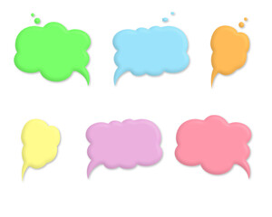 3D speech bubble collection with realistic shadows isolated on transparent background. For text, thought, talk, message, dialogue.