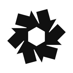 Radial Angled Mini Arrows Hexagon Icon