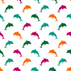 Obraz premium Seamless pattern with colorful dolphin