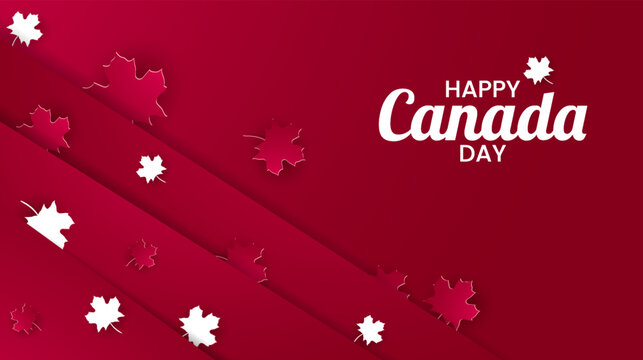 1st July 2020 Happy Canada Day banner for independence day background with red maple. Vector illustration greeting card. Canada holiday concept design. Red White theme with Maple leaf.