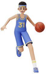 Basketball Player Dribbling 3D Character