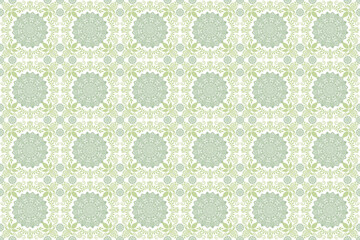 ダマスク柄 花柄 緑 かわいい