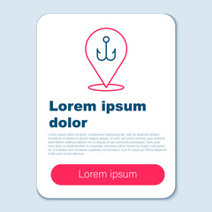 Fototapeta premium Line Fishing hook icon isolated on grey background. Fishing tackle. Colorful outline concept. Vector