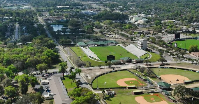 2023 winter aerial drone video of Deland, Florida	