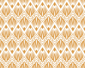 Flower geometric pattern. Seamless vector background. Gold and white ornament