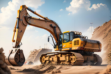 Illustration of heavy construction machinery.