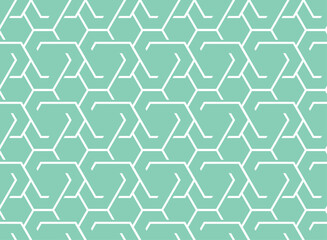 The geometric pattern with lines. Seamless vector background. White and green texture. Graphic modern pattern. Simple lattice graphic design