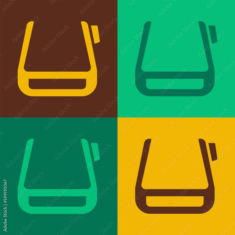 Poster pop art smart glasses mounted on spectacles icon isolated on color background. wearable electronics 