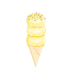  Vanilla ice cream watercolor.