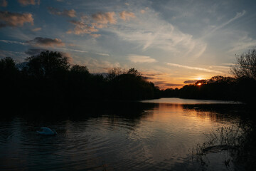 Fototapeta na wymiar Wanstead Park Lake at Sunset 