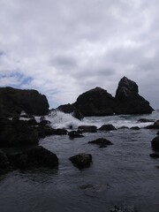 Fototapeta na wymiar waves over the rocks