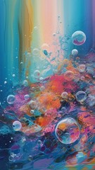 abstract paint is floating in the air and drops down on the ground, in the style of psychedelic hues, hyper-realistic details, soft and rounded forms, n the style of fluid movement, light orange and p - obrazy, fototapety, plakaty