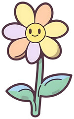 Fototapeta na wymiar Flower sticker transparent illustration.