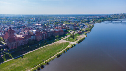 Aerial view of the old town in Grudziadz, Poland