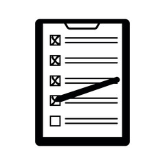 Checklist icon with crosses and pen. Checklist with crosses. Clipboard with checklist and crosses. Document with crosses and pen