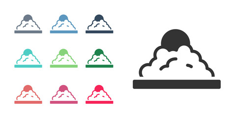 Black Rice in a bowl icon isolated on white background. Traditional Asian food. Set icons colorful. Vector