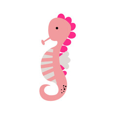 Vector illustration of cute flat style sea Horse EPS
